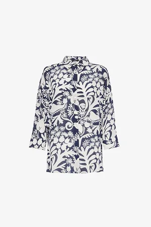 Max Mara Floral-print Relaxed-fit Silk-crepe Shirt