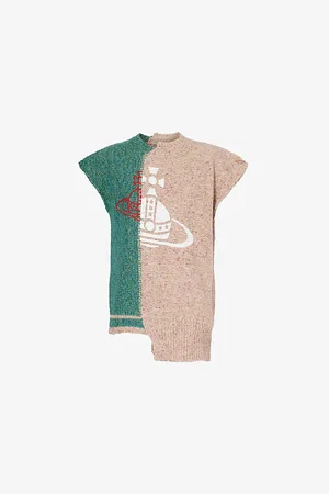 Vivienne Westwood Brand-print Colour-blocked Wool-blend Knitted Vest