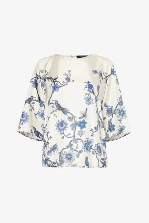 Max Mara Floral-print Relaxed-fit Silk-satin Top
