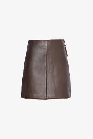 Max Mara A-line Darted Leather Mini Skirt