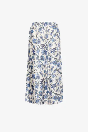 Max Mara Floral-print Wide-leg Silk-satin Trousers