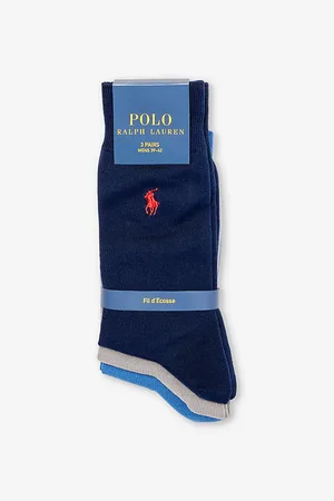 Ralph Lauren Logo-embroidered Pack of Three Cotton-blend Knitted Socks