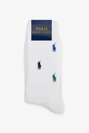 Ralph Lauren Logo-embroidered Crew-length Cotton-blend Socks