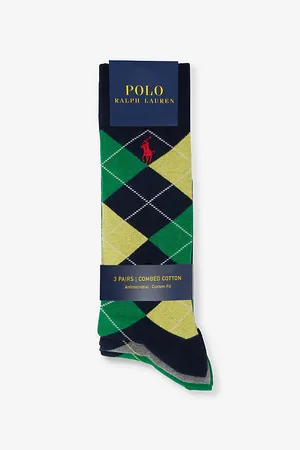 Ralph Lauren Logo-embroidered Argyle Pack of Three Cotton-blend Socks