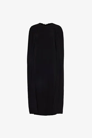 Stella McCartney Round-neck Cape-overlay Stretch-woven Midi Dress