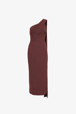 Roland Mouret Asymmetric-neck Slim-fit Woven Midi Dress