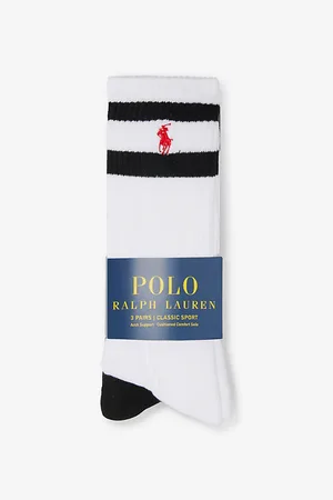 Ralph Lauren Logo-embroidered Crew-length Pack of Three Knitted Socks