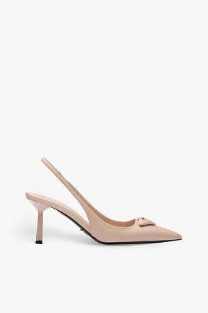 Prada Logo-plaque Slingback Heeled Leather Pumps