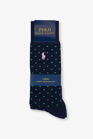 Ralph Lauren Logo-embroidered Polka-dot Pack of Three Cotton-blend Socks
