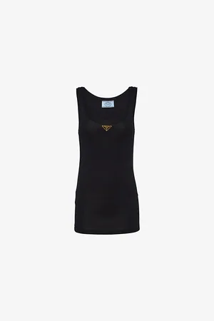 Prada Ribbed Scoop-neck Cotton Top