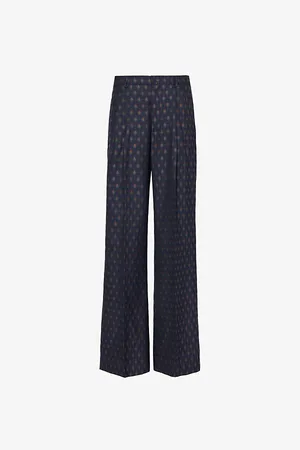 Etro Abstract-pattern Wide-leg Wool-blend Trousers