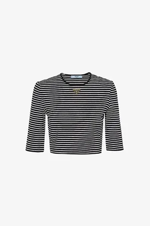 Prada Stripe-pattern Brand-plaque Cotton-jersey Top