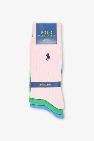 Ralph Lauren Logo-embroidered Pack of Three Cotton-blend Knitted Socks