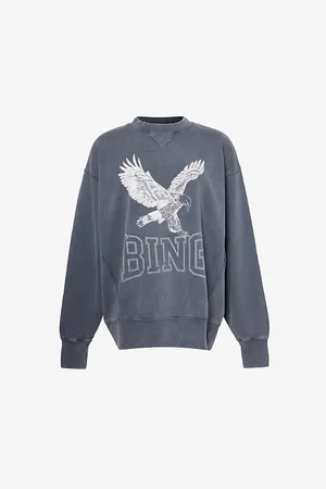 ANINE BING Alto Eagle-print Cotton-jersey Sweatshirt
