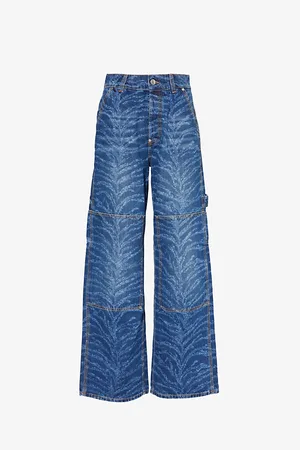Stella McCartney Abstract-print Straight-leg Mid-rise Jeans