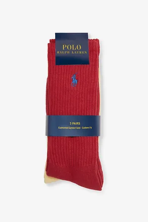 Ralph Lauren Logo-embroidered Crew-length Pack of Three Cotton-blend Socks