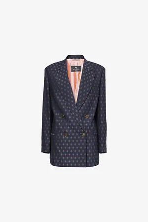Etro Abstract-pattern Double-breasted Wool-blend Blazer