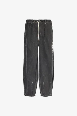 HONOR THE GIFT Twill Brand-embroidered Wide-leg Denim Trousers