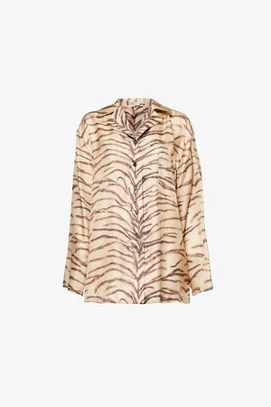 Stella McCartney Animal-print Long-sleeved Silk Shirt