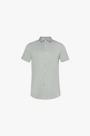 Emporio Armani Brand-patch Curved-hem Woven Shirt