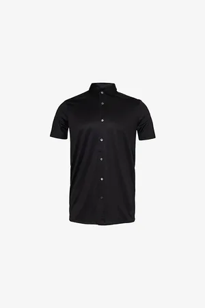 Emporio Armani Brand-patch Curved-hem Woven Shirt