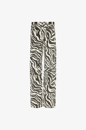 ROTATE Animal-print Straight-leg High-rise Organic-denim Jeans