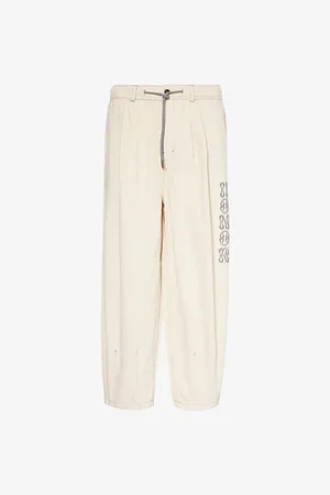 HONOR THE GIFT Twill Brand-embroidered Wide-leg Denim Trousers