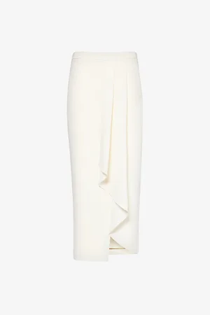 Roland Mouret Pleated Slim-fit Woven Midi Skirt