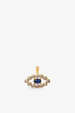 Crystal Haze Evil Eye 18ct Yellow Gold-plated Brass and Zirconia Pendant