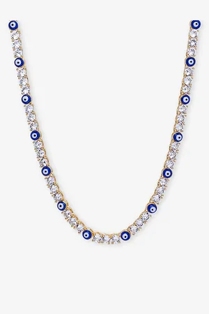 Crystal Haze Serena X Evil Eye 18ct Gold-plated Brass, Enamel and Cubic Zirconia Necklace
