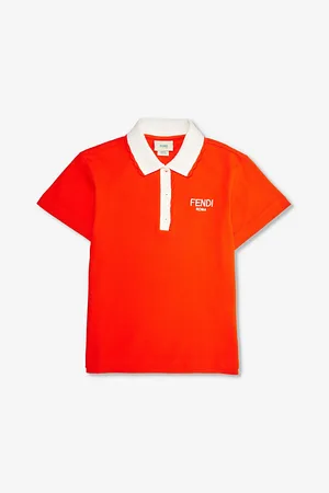 Fendi Logo-embroidered Contrast-trim Cotton-pique Polo Shirt 6-12 Years