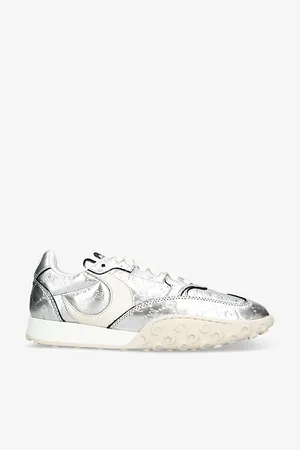 Marine Serre Logo-embellished Logo-debossed Metallic-leather Low-top Trainers