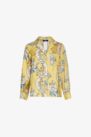 Max Mara Floral-pattern Collar Silk Shirt