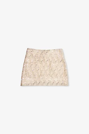Fendi Ff-monogram Metallic Woven Skirt 8-12 Years