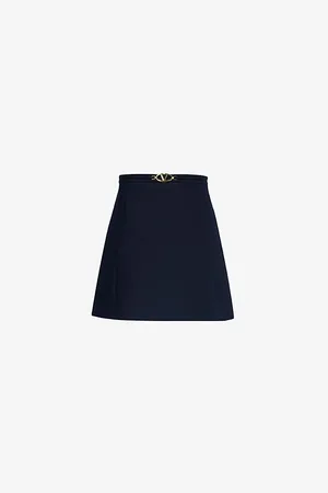 VALENTINO GARAVANI Vlogo Logo-plaque Wool-blend Mini Skirt