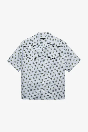 Prada Floral-print Flap-pocket Cotton Shirt