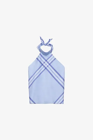 Prada Checked Halterneck Cotton Top