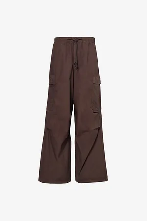 Obey Patch-pocket Relaxed-fit Wide-leg Mid-rise Cotton Cargo Trousers