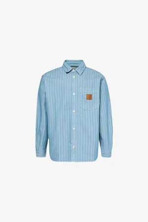 Carhartt Logo-patch Curved-hem Denim Shirt