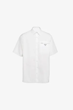 Prada Brand-plaque Short-sleeved Regular-fit Cotton Shirt
