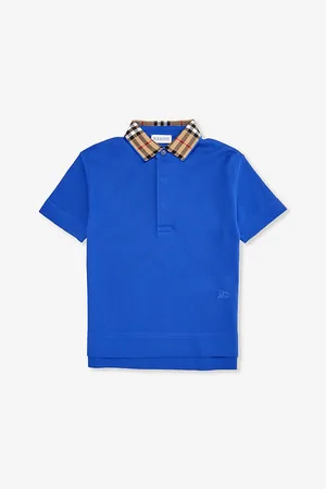 Burberry Check-collar Brand-embroidered Cotton-piqué Polo Shirt