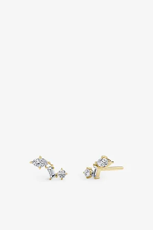 VRAI Orion 14ct Yellow-gold and 0.19ct Round Brilliant, Marquis Baguette-cut Lab-grown Diamond Single Stud Earring