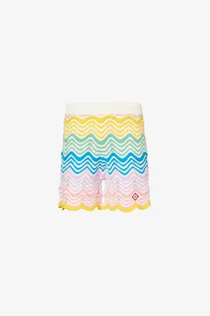 Casablanca Gradient-pattern High-rise Cotton-knit Shorts