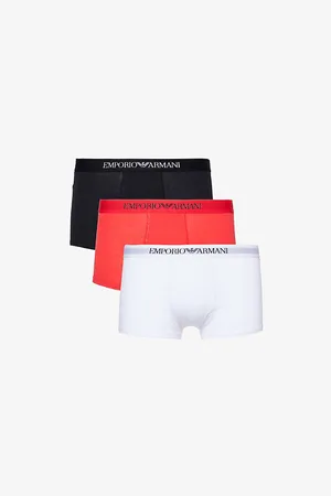 Emporio Armani Branded-waistband Pack of Three Cotton-jersey Trunks