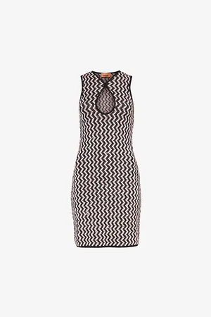 Missoni Keyhole-cut Stripe-print Knitted Mini Dress