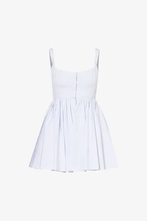 Alaïa Stripe-pattern Sleeveless Cotton Mini Dress