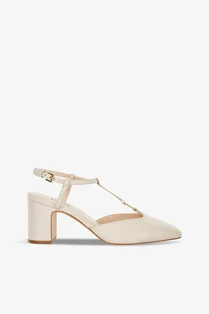 Dune Dominate T-bar Heeled Leather Court Shoes