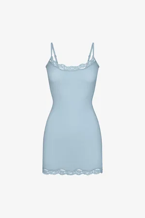 SKIMS Fits Everybody Lace-trim Stretch-woven Mini Dress