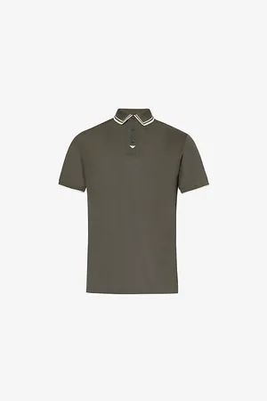 Emporio Armani Contrast-piping Short-sleeve Cotton-piqué Polo Shirt
