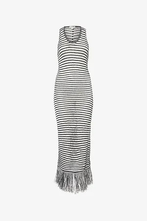 Alaïa Asymmetric-hem Slim-fit Knitted Maxi Dress